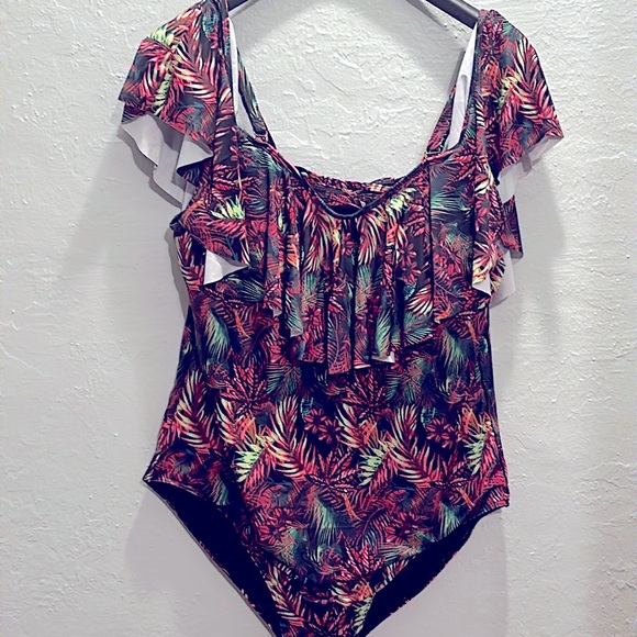 🆕 Women’s Tropical Island Full One Piece Coverage Bodysuit - Size 22 NWT - Picture 3 of 3